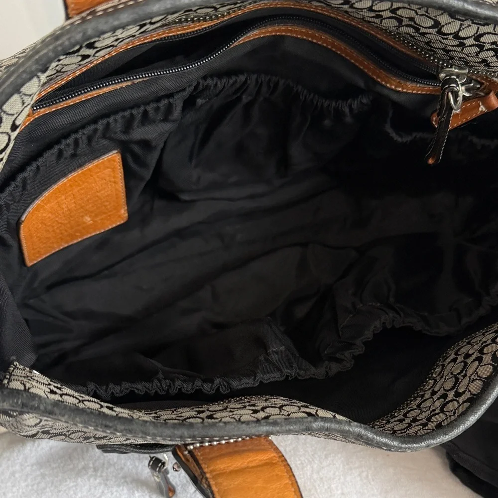 Coach Vintage Signature C Tote Bag | Black & Grey | Heavy Wear | As Is
